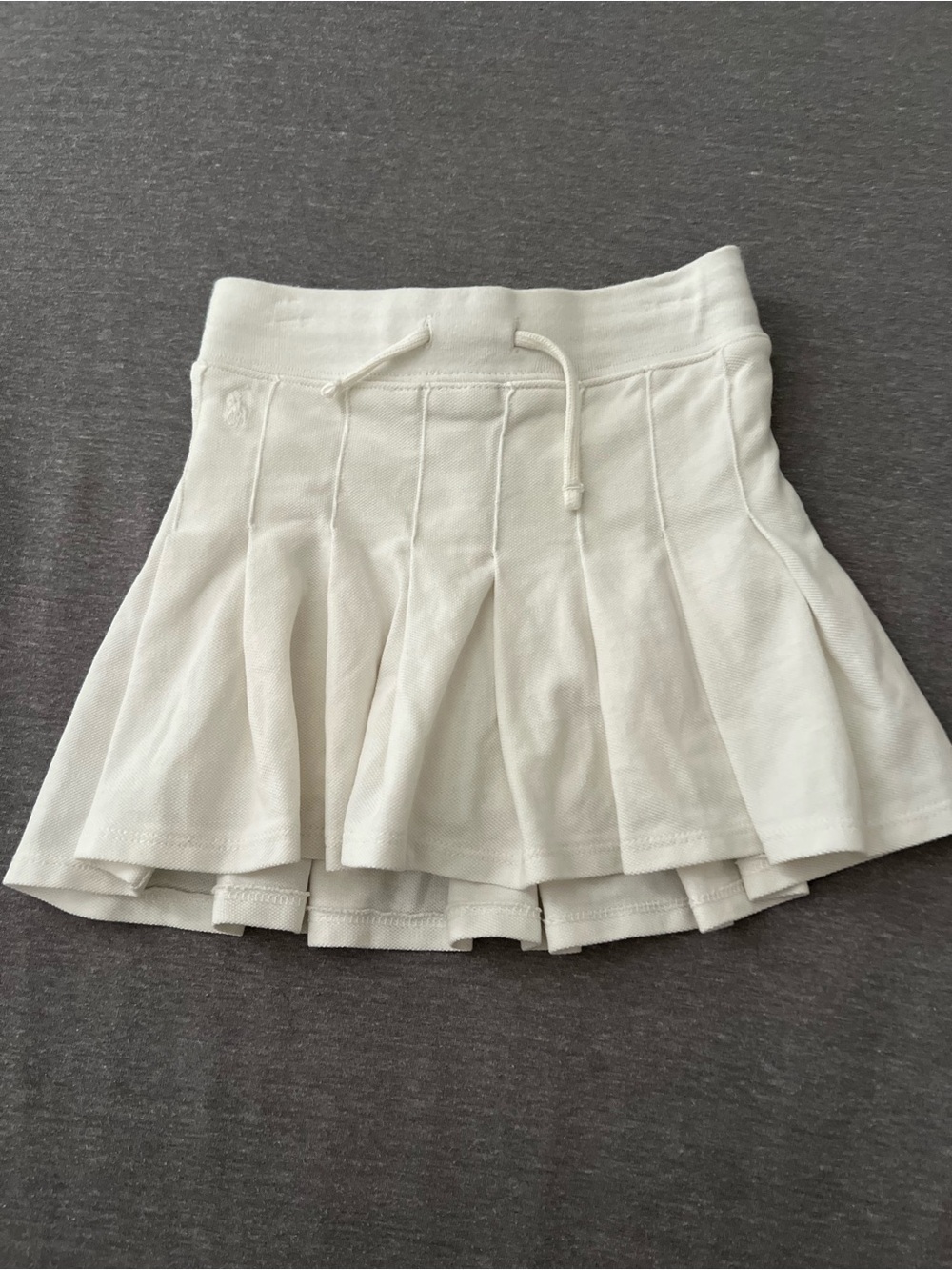 Polo by Ralph Lauren Girls White Pleated Drawstring Skirt